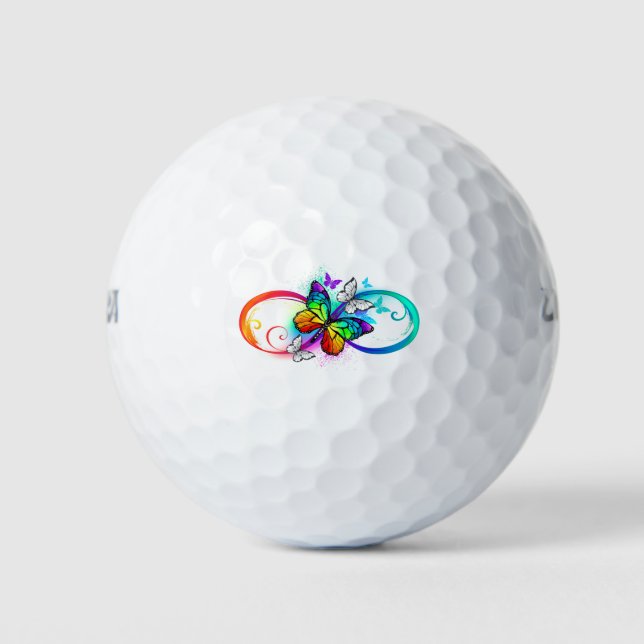 Bright infinity with rainbow butterfly golf balls (Front)