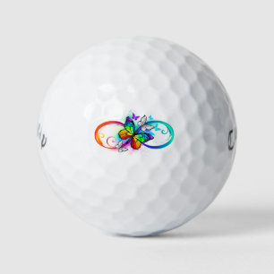 Bright infinity with rainbow butterfly golf balls