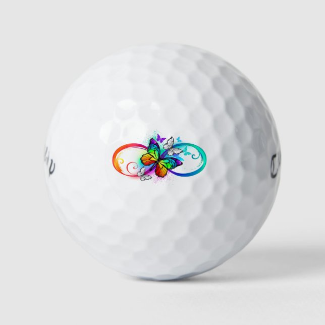 Bright infinity with rainbow butterfly golf balls (Front)