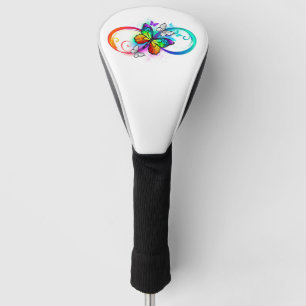 Bright infinity with rainbow butterfly golf head cover