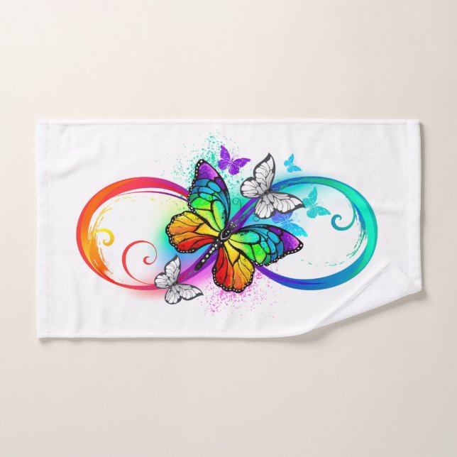 Bright infinity with rainbow butterfly hand towel (Hand Towel)