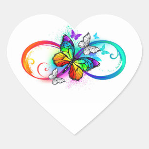 Bright infinity with rainbow butterfly heart sticker