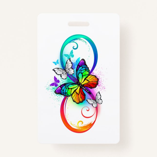 Bright infinity with rainbow butterfly ID badge (Front)