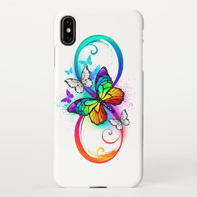 Bright infinity with rainbow butterfly iPhone case (Back)