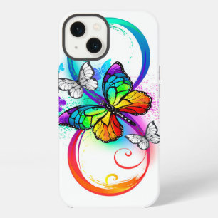 Bright infinity with rainbow butterfly  iPhone 13 case