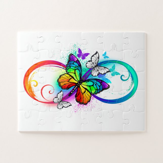 Bright infinity with rainbow butterfly jigsaw puzzle (Horizontal)