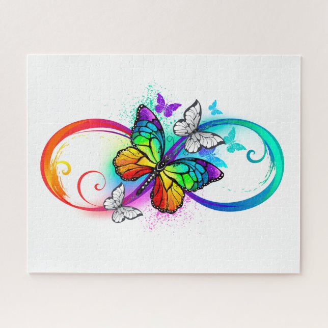 Bright infinity with rainbow butterfly jigsaw puzzle (Horizontal)