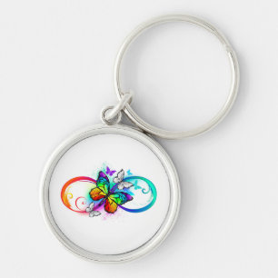 Bright infinity with rainbow butterfly key ring