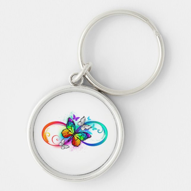 Bright infinity with rainbow butterfly key ring (Front)