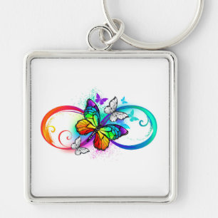 Bright infinity with rainbow butterfly key ring