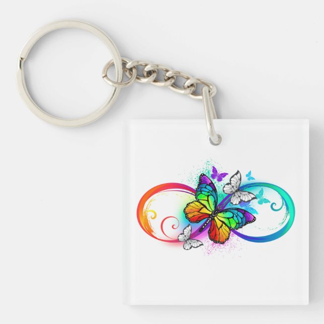 Bright infinity with rainbow butterfly key ring (Front)