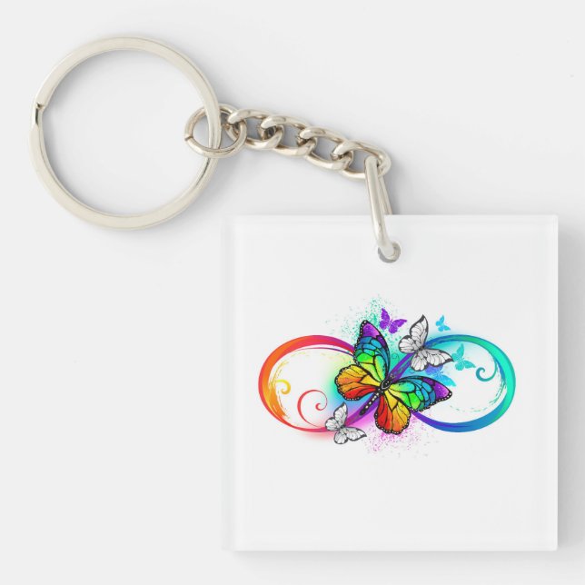 Bright infinity with rainbow butterfly key ring (Front)
