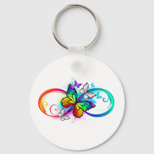 Bright infinity with rainbow butterfly key ring