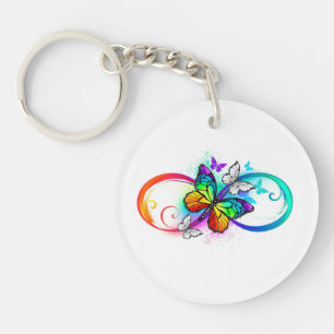 Bright infinity with rainbow butterfly key ring