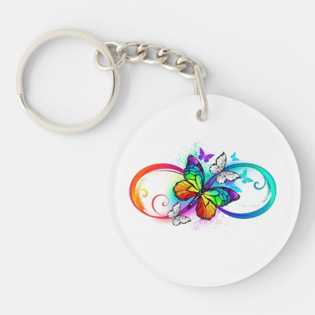 Bright infinity with rainbow butterfly key ring (Front)