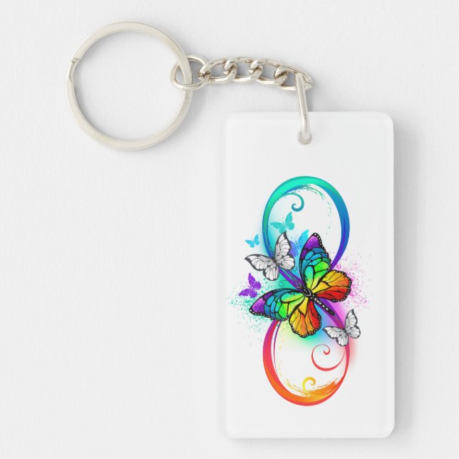 Bright infinity with rainbow butterfly key ring (Front)