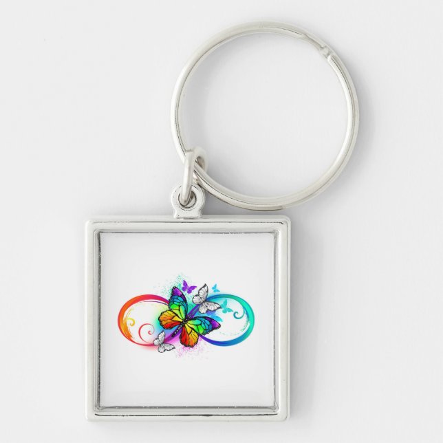 Bright infinity with rainbow butterfly key ring (Front)