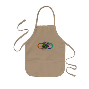Bright infinity with rainbow butterfly kids apron