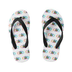 Bright infinity with rainbow butterfly  kid's flip flops