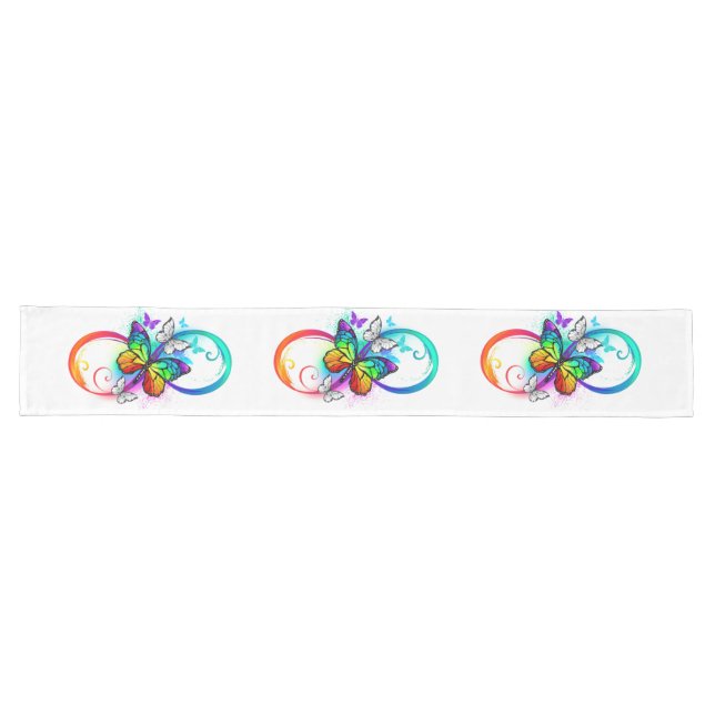 Bright infinity with rainbow butterfly long table runner (Horizontal)