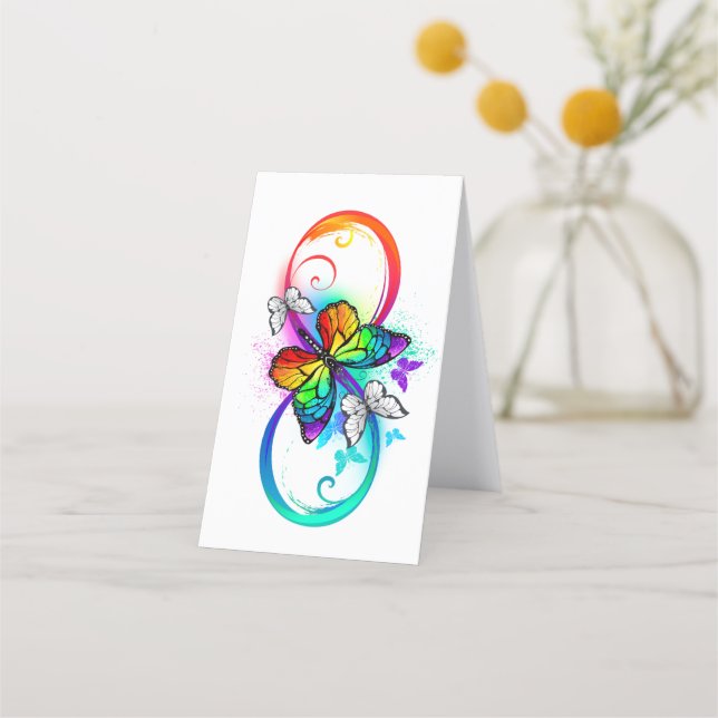 Bright infinity with rainbow butterfly loyalty card (Back)