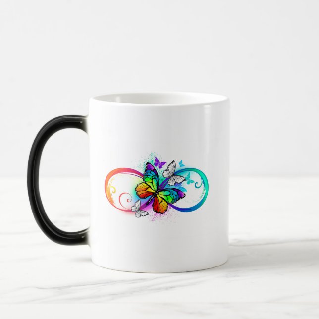 Bright infinity with rainbow butterfly magic mug (Left)