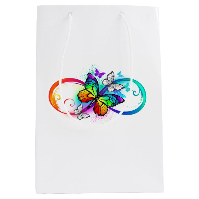 Bright infinity with rainbow butterfly medium gift bag (Front)