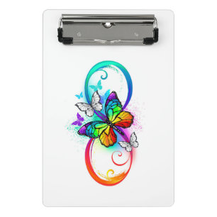 Bright infinity with rainbow butterfly mini clipboard