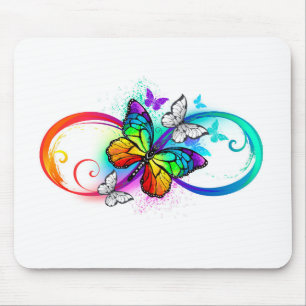 Bright infinity with rainbow butterfly mouse mat
