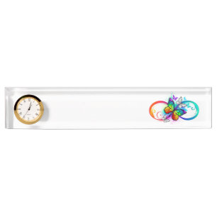 Bright infinity with rainbow butterfly nameplate