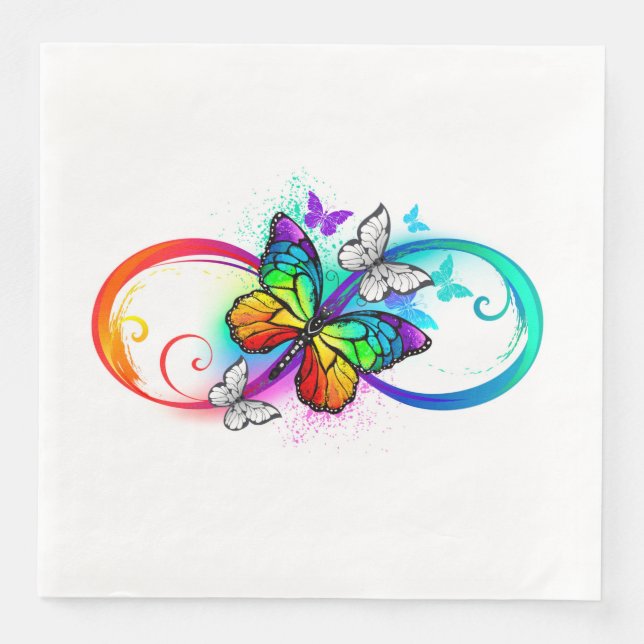 Bright infinity with rainbow butterfly napkin (Front)
