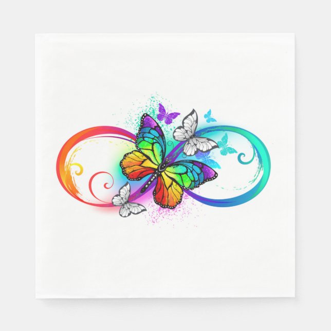 Bright infinity with rainbow butterfly napkin (Front)
