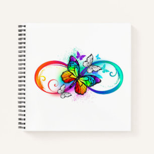 Bright infinity with rainbow butterfly notebook