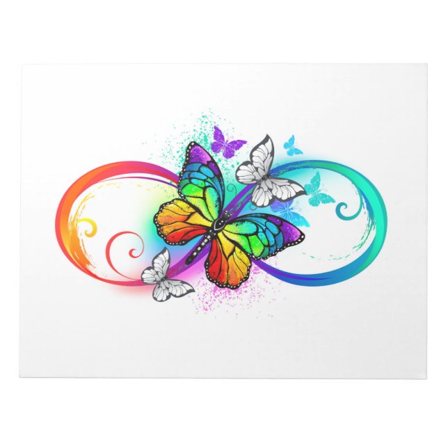 Bright infinity with rainbow butterfly notepad (Front)