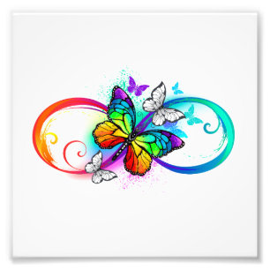 Bright infinity with rainbow butterfly photo print