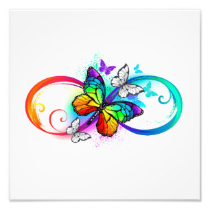 Bright infinity with rainbow butterfly photo print