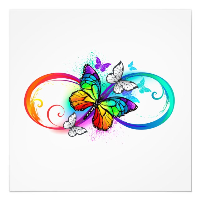 Bright infinity with rainbow butterfly photo print (Front)