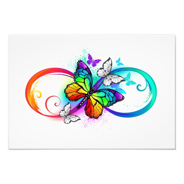 Bright infinity with rainbow butterfly  photo print (Front)