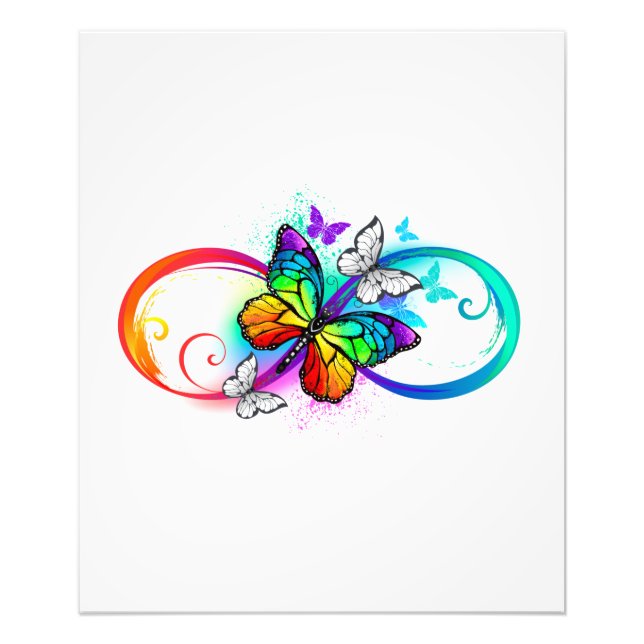 Bright infinity with rainbow butterfly photo print (Front)