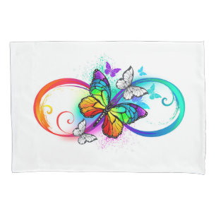 Bright infinity with rainbow butterfly pillowcase