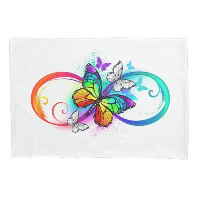 Bright infinity with rainbow butterfly pillowcase (Front)