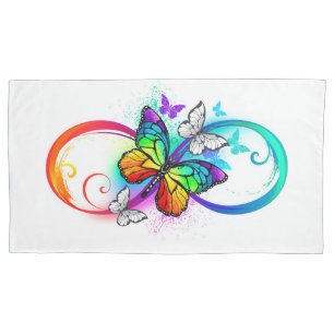Bright infinity with rainbow butterfly pillowcase