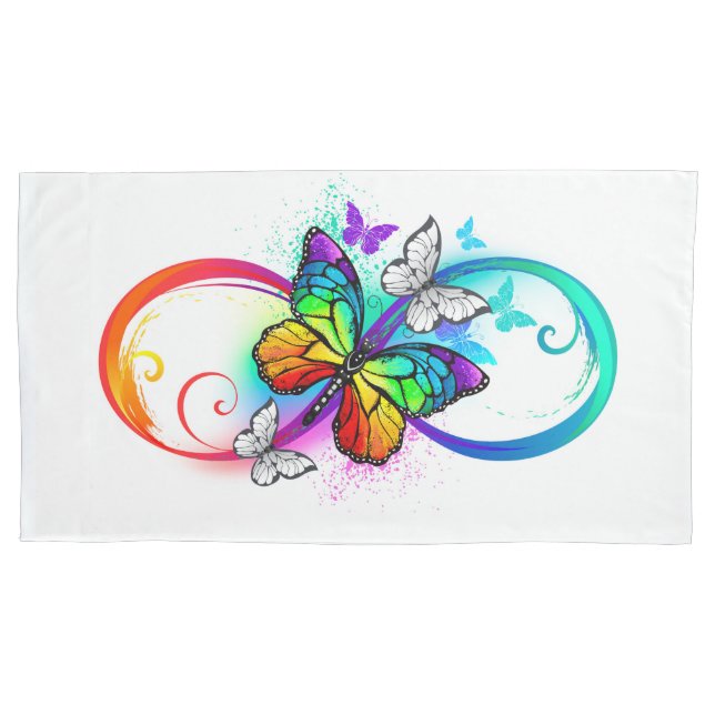 Bright infinity with rainbow butterfly  pillowcase (Front)