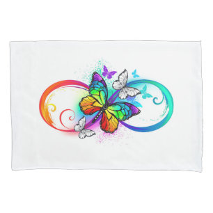 Bright infinity with rainbow butterfly pillowcase
