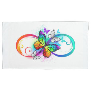 Bright infinity with rainbow butterfly pillowcase