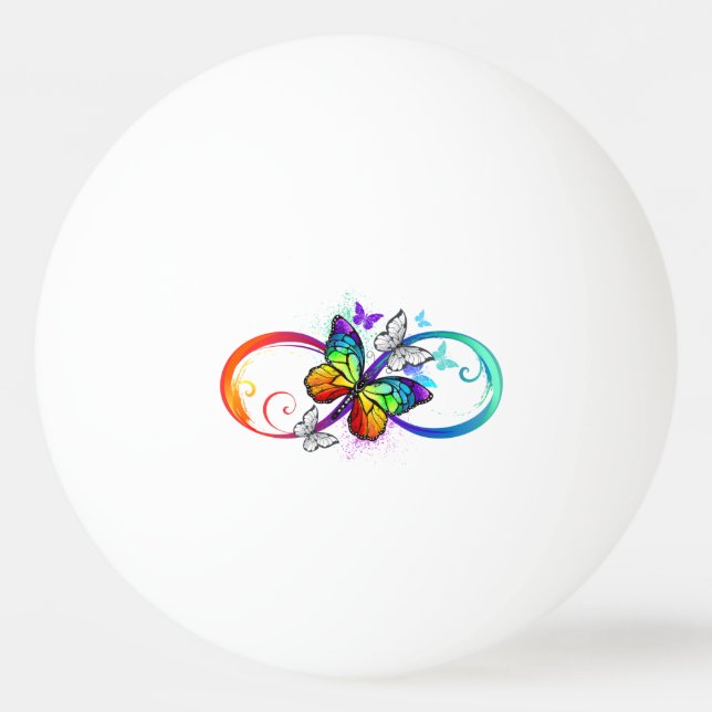 Bright infinity with rainbow butterfly ping pong ball (Front)