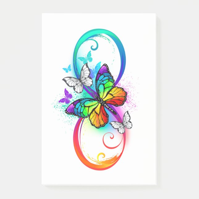 Bright infinity with rainbow butterfly post-it notes (Front)