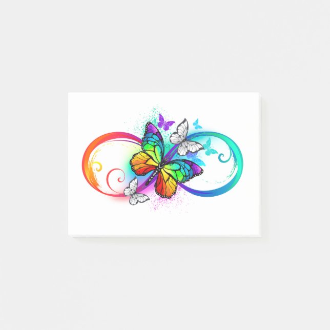 Bright infinity with rainbow butterfly post-it notes (Front)