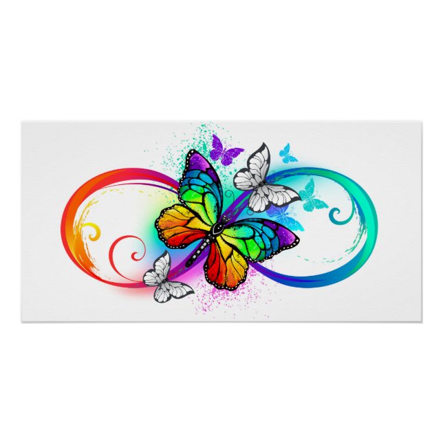 Bright infinity with rainbow butterfly poster (Front)