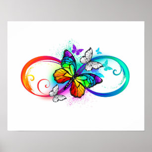 Bright infinity with rainbow butterfly poster